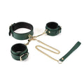 MOSSY PREMIUM LEATHER COLLAR WITH CUFFS AND NIPPLE CLAMPS