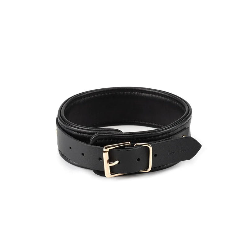 COLLAR PREMIUM NOIR LEATHER WITH CUFFS AND NIPPLE CLAMPS