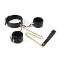COLLAR PREMIUM NOIR LEATHER WITH CUFFS AND NIPPLE CLAMPS