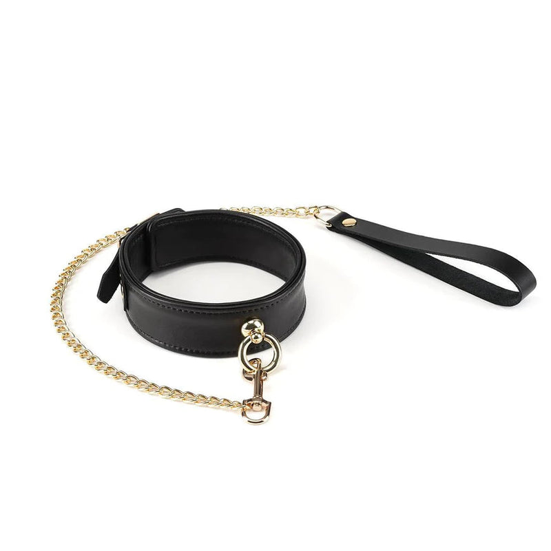 COLLAR PREMIUM NOIR LEATHER WITH CUFFS AND NIPPLE CLAMPS