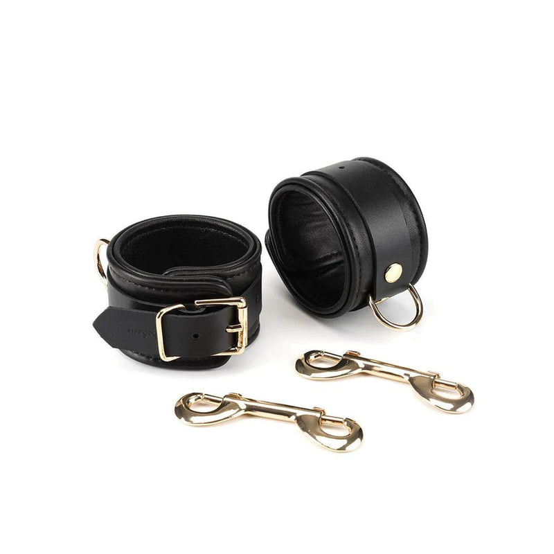 COLLAR PREMIUM NOIR LEATHER WITH CUFFS AND NIPPLE CLAMPS